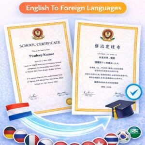 10th Certificate Translation English To Foreign Languages