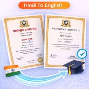 10th Certificate Translation Hindi to English