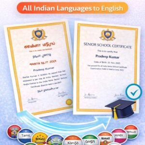 12th Certificate Translation All Indian Languages to English