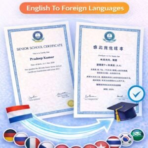 12th Certificate Translation English To Foreign Languages