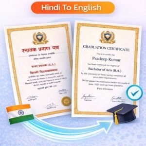 Graduate Certificate Translation Hindi to English