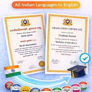 Graduation Certificate Translation All Indian Languages to English