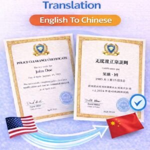 Police Clearance Certificate PCC Translation English to Chinese