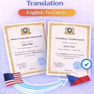 Police Clearance Certificate (PCC) Translation English to Czech